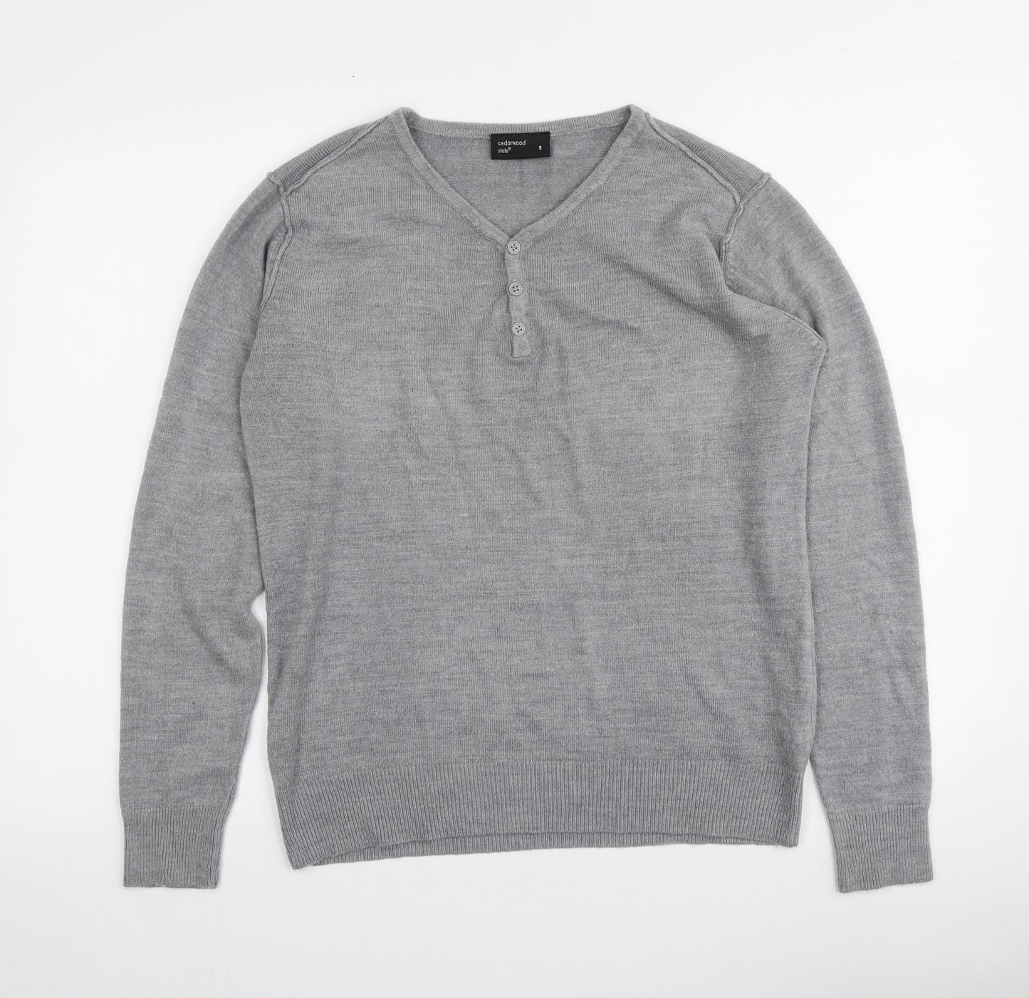 Cedarwood Womens Grey V-Neck  Acrylic Pullover Jumper Size S
