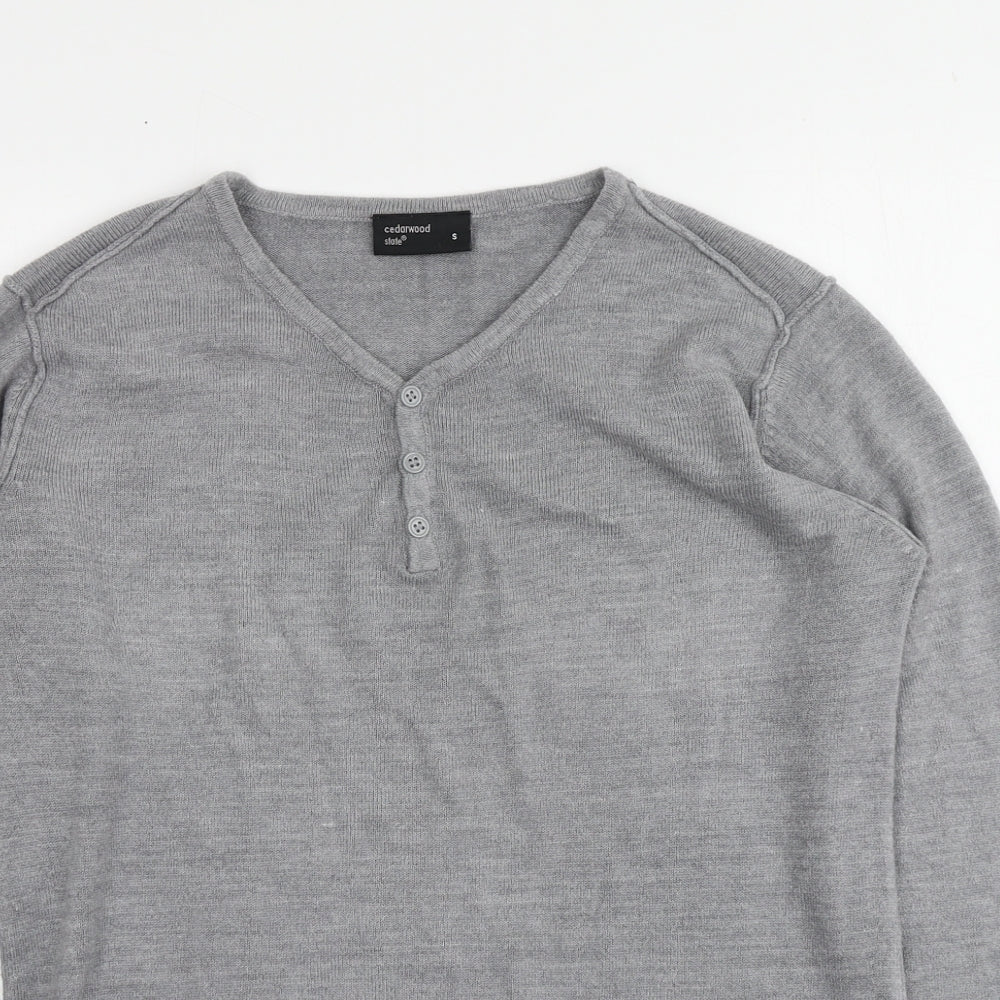 Cedarwood Womens Grey V-Neck  Acrylic Pullover Jumper Size S