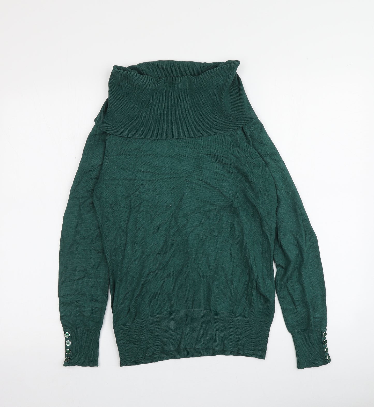 Klass Womens Green Roll Neck  Viscose Pullover Jumper Size S