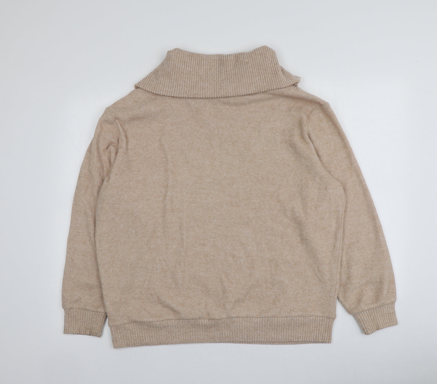 F&F Womens Beige Roll Neck  Polyester Pullover Jumper Size 14