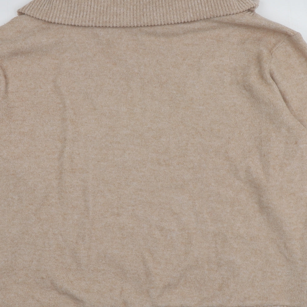 F&F Womens Beige Roll Neck  Polyester Pullover Jumper Size 14
