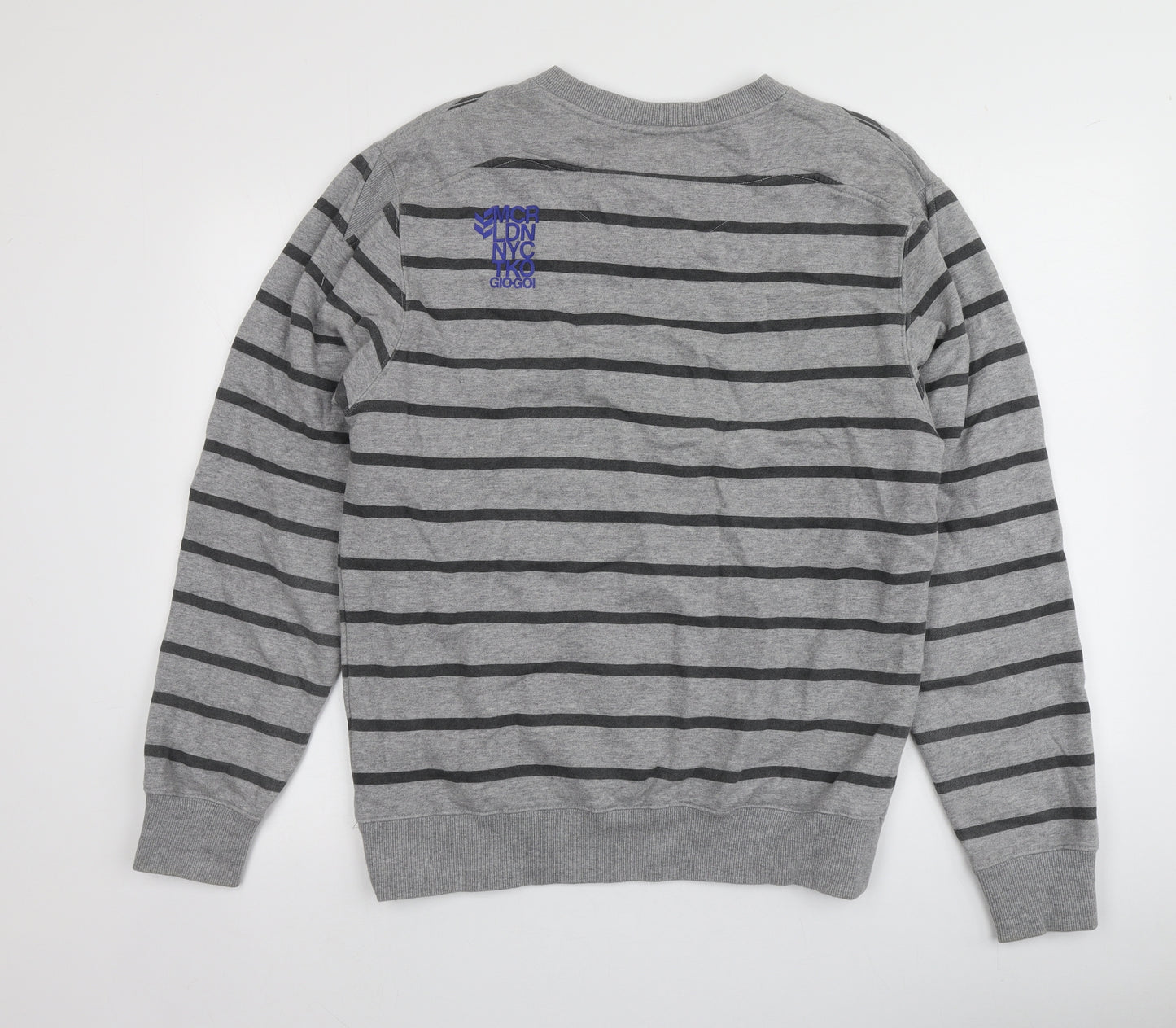 Gio-Goi Mens Grey Striped Cotton Pullover Sweatshirt Size M
