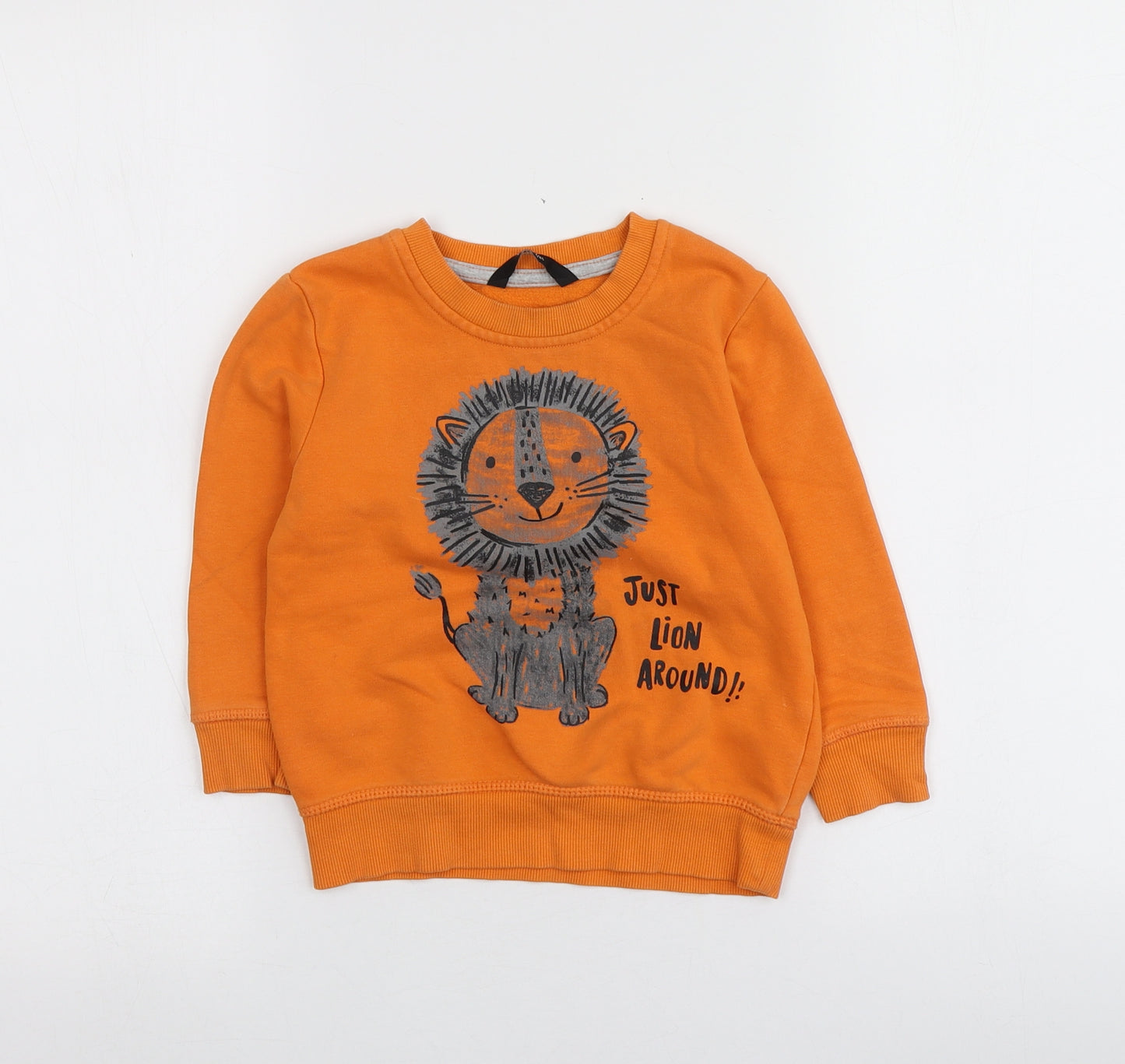 George Boys Orange Geometric Cotton Pullover Sweatshirt Size 2-3 Years   - Lion Pattern