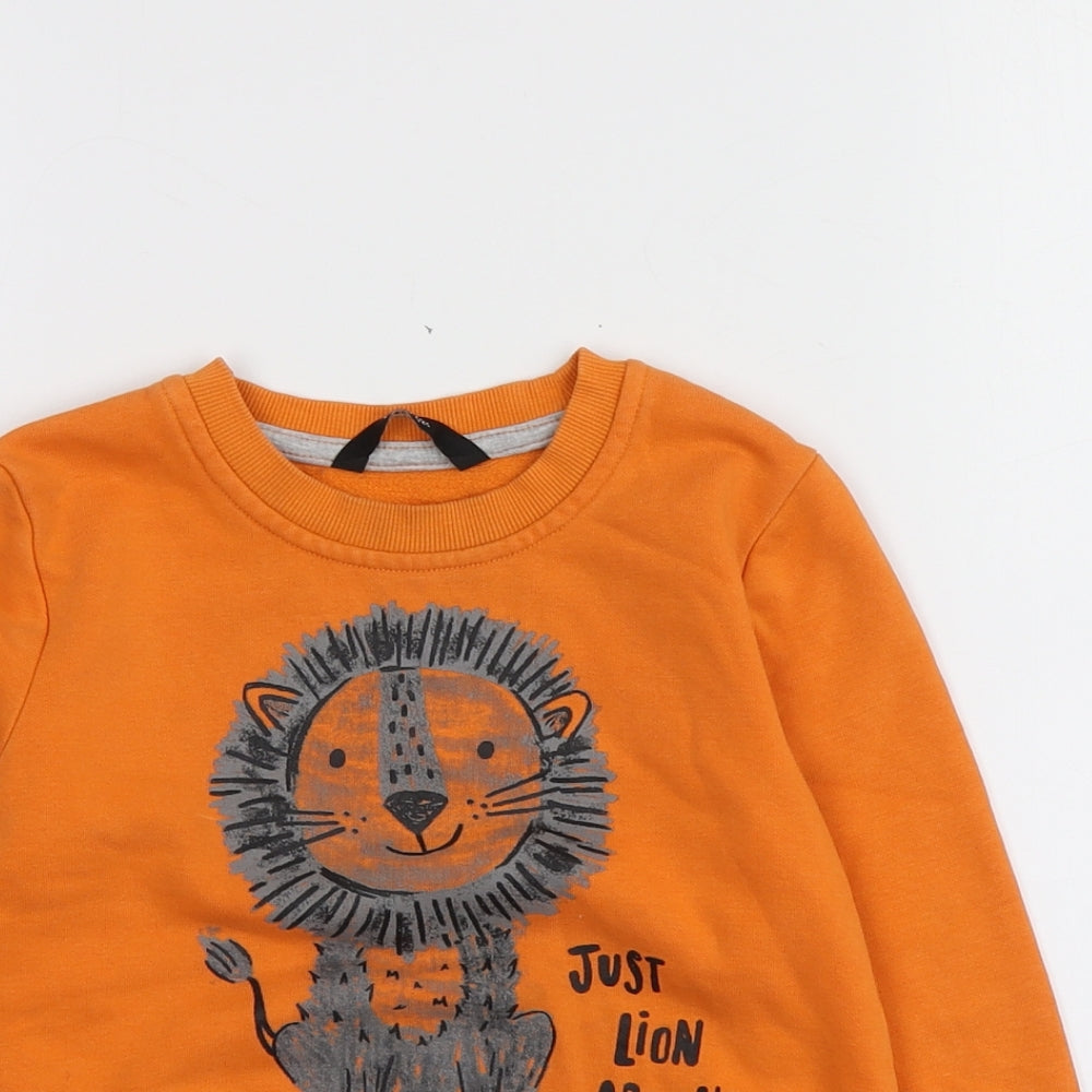 George Boys Orange Geometric Cotton Pullover Sweatshirt Size 2-3 Years   - Lion Pattern