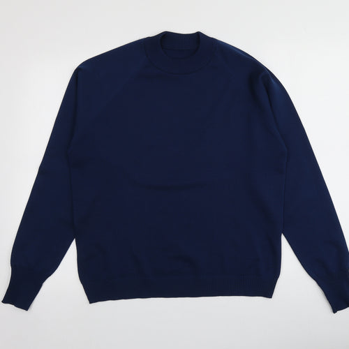 Christin Michaels Womens Blue Round Neck  Acrylic Pullover Jumper Size 40