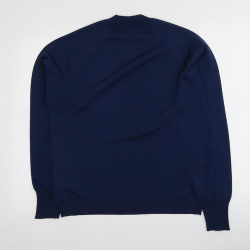 Christin Michaels Womens Blue Round Neck  Acrylic Pullover Jumper Size 40
