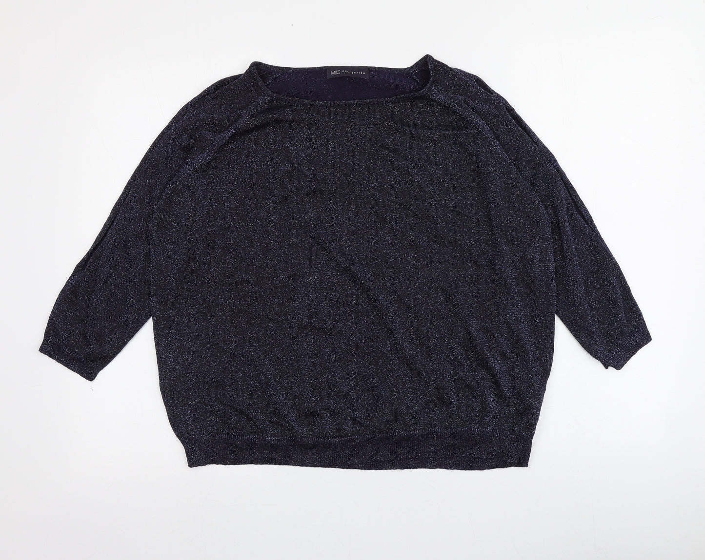 M&S Womens Purple  Viscose Basic Blouse Size 18 Round Neck