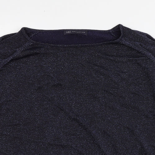 M&S Womens Purple  Viscose Basic Blouse Size 18 Round Neck