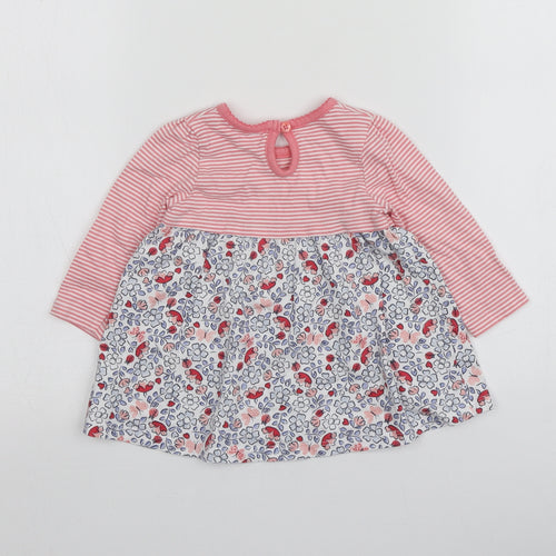 F&F Girls Pink Geometric 100% Cotton Basic T-Shirt Size 3-6 Months Round Neck