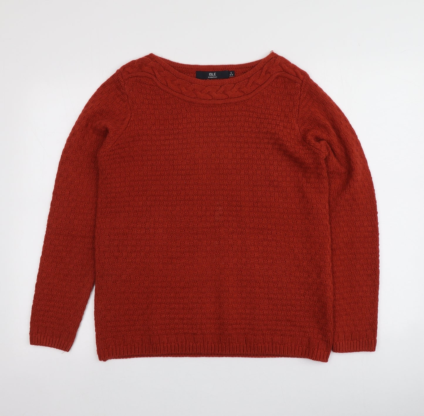 Isle Womens Red Round Neck  Acrylic Pullover Jumper Size S