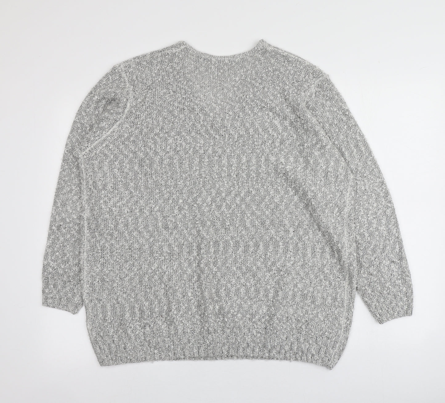 Isle Womens Grey V-Neck  Acrylic Pullover Jumper Size XL