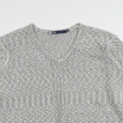 Isle Womens Grey V-Neck  Acrylic Pullover Jumper Size XL
