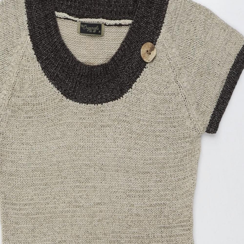 Originals Womens Beige Round Neck  Acrylic Pullover Jumper Size M