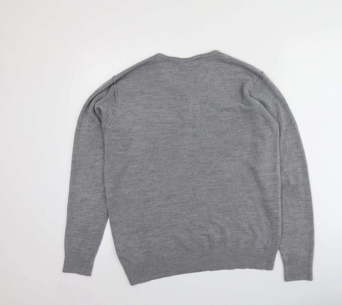 Cedarwood Mens Grey V-Neck  Acrylic Pullover Jumper Size M