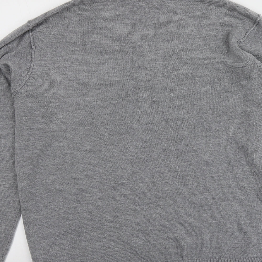 Cedarwood Mens Grey V-Neck  Acrylic Pullover Jumper Size M