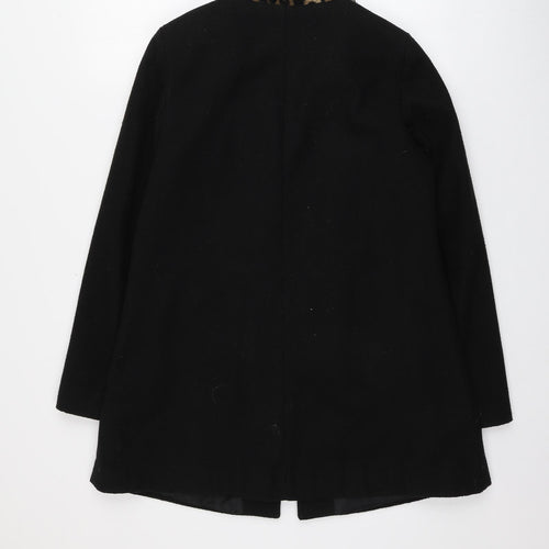 Atmosphere Womens Black Animal Print  Overcoat Coat Size 8