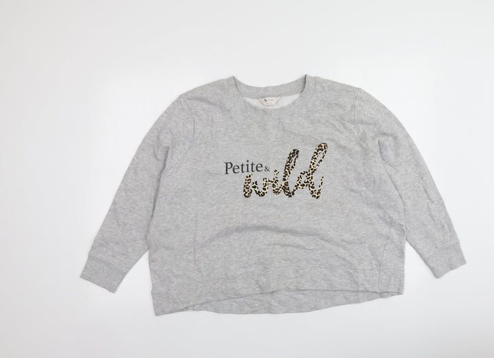 TU Womens Grey Animal Print Cotton Pullover Sweatshirt Size 20