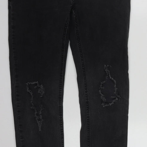 Topman Mens Black  Cotton Skinny Jeans Size 32 in L29 in Regular Zip