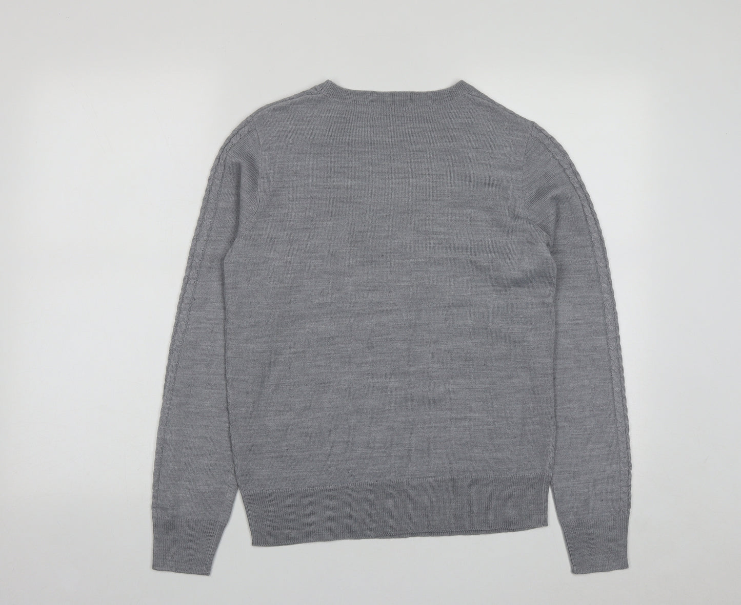 Papaya Womens Grey Round Neck  Acrylic Pullover Jumper Size 10