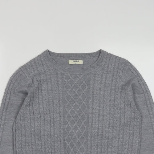 Papaya Womens Grey Round Neck  Acrylic Pullover Jumper Size 10