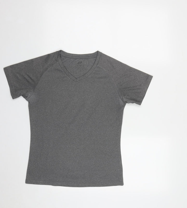 PRO TOUCH Womens Grey  Polyester Basic T-Shirt Size S V-Neck