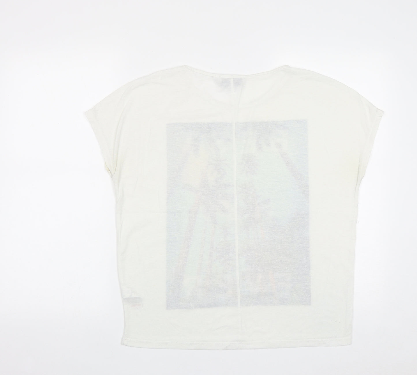 NEXT Womens White  Polyester Basic T-Shirt Size 6 Round Neck