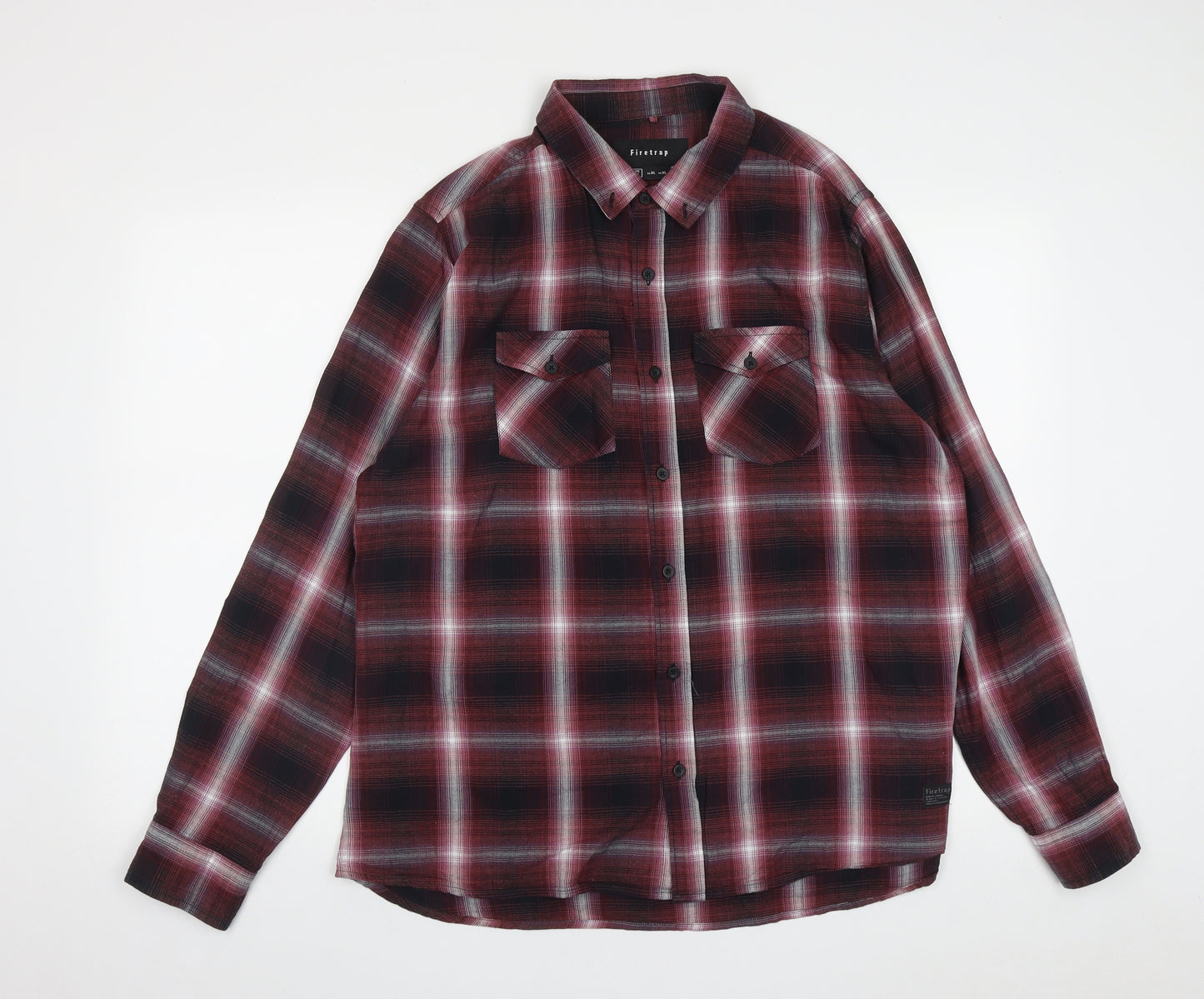 Firetrap Mens Red Plaid Lyocell  Button-Up Size XL Collared Button
