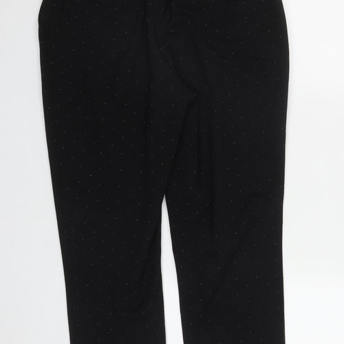 H&M Womens Black Polka Dot Polyester Trousers  Size 12 L26 in Regular