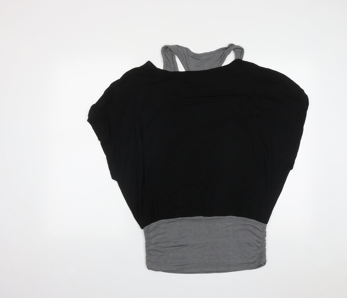 Aerosmith Womens Black  Viscose Basic T-Shirt Size L Round Neck
