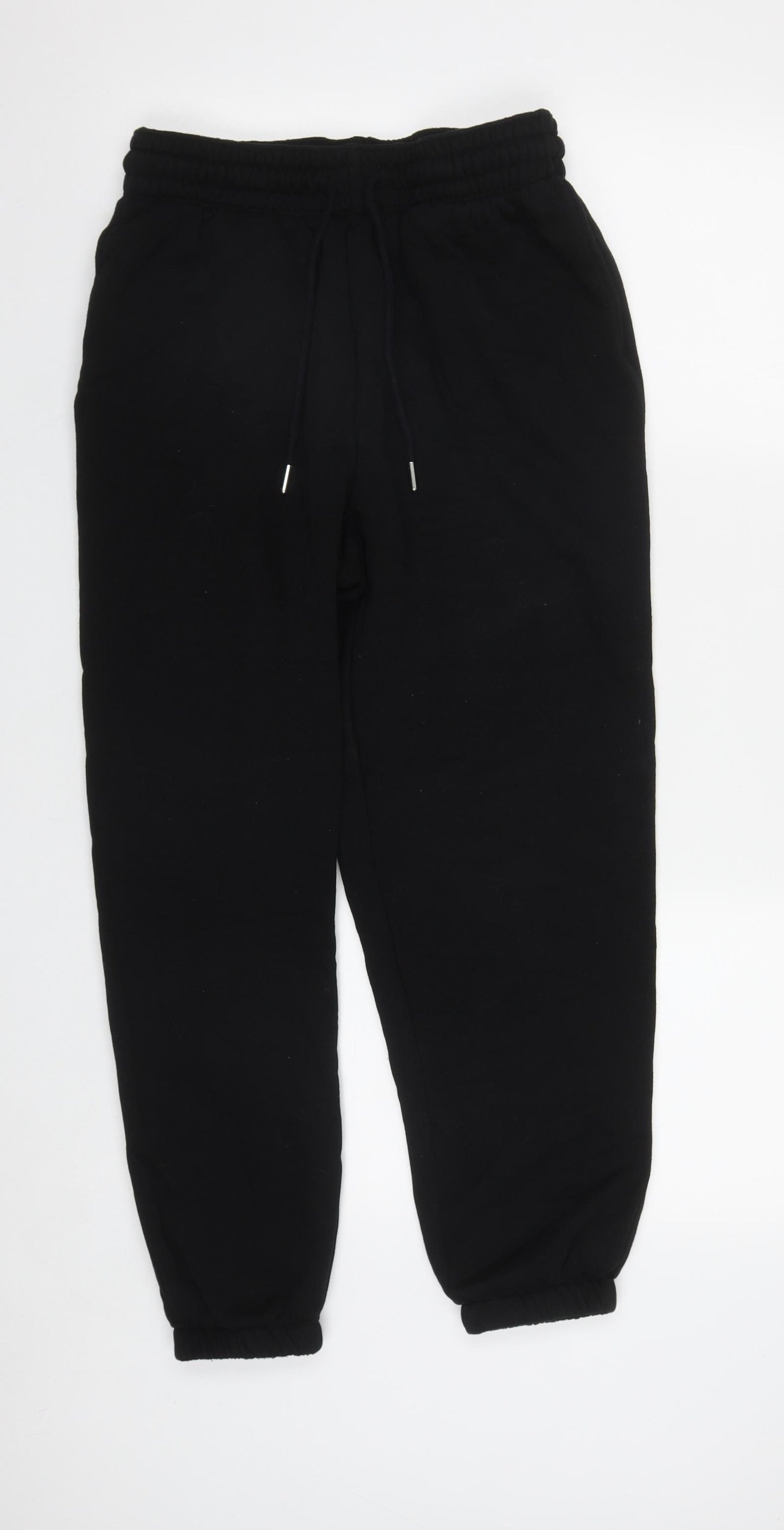 H&M Womens Black  Cotton Jogger Trousers Size M L27 in Regular Drawstring