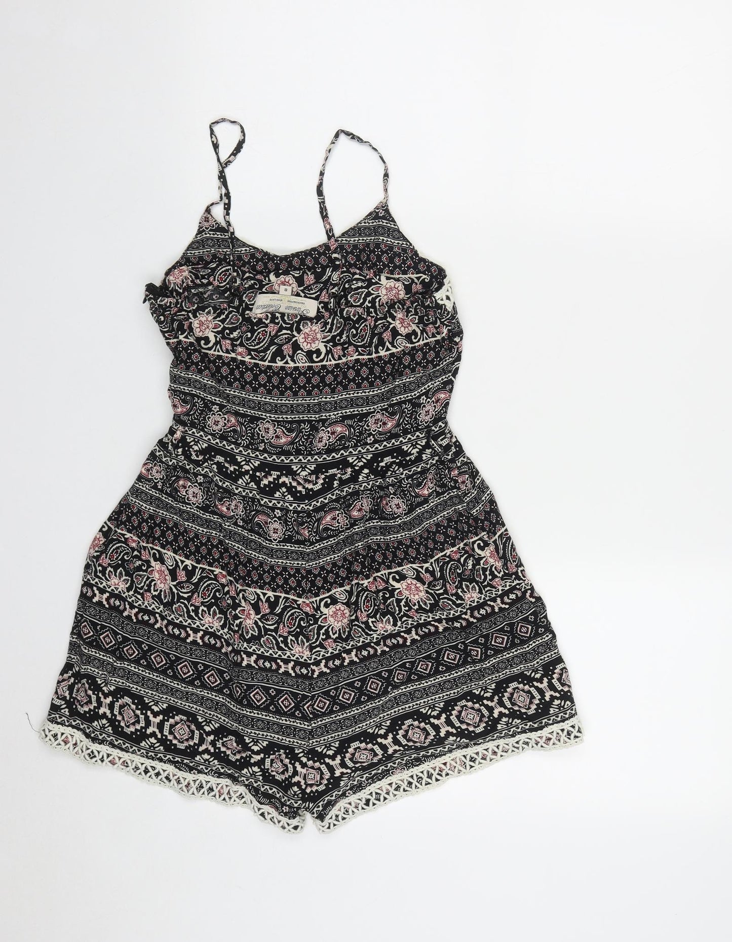 Parisian Womens Multicoloured Geometric Viscose Playsuit One-Piece Size 8  Zip