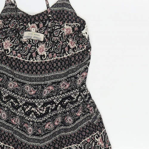 Parisian Womens Multicoloured Geometric Viscose Playsuit One-Piece Size 8  Zip
