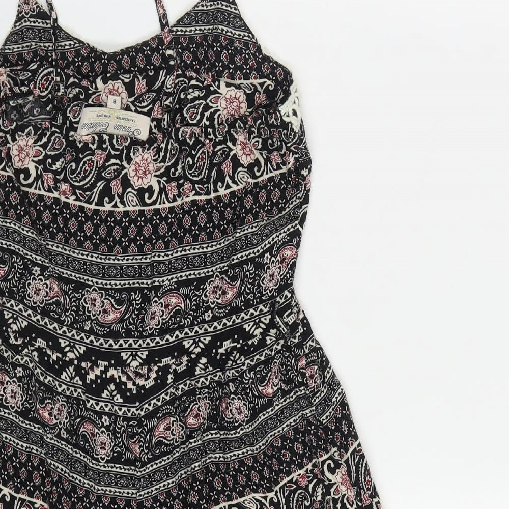 Parisian Womens Multicoloured Geometric Viscose Playsuit One-Piece Size 8  Zip