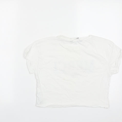 New Look Girls White  Cotton Cropped T-Shirt Size 12-13 Years Round Neck