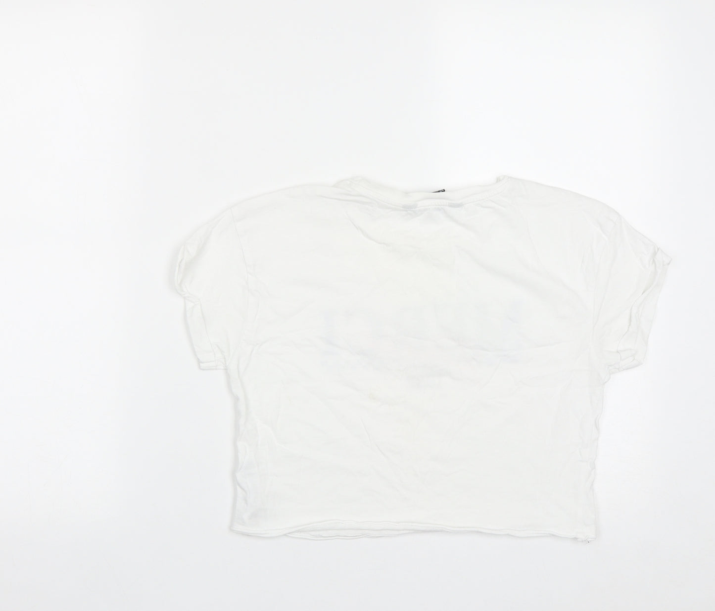 New Look Girls White  Cotton Cropped T-Shirt Size 12-13 Years Round Neck