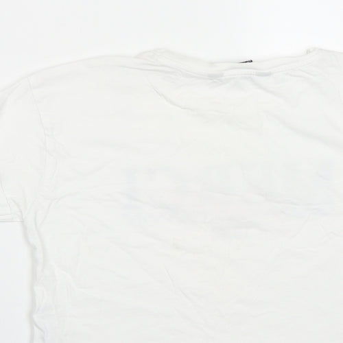 New Look Girls White  Cotton Cropped T-Shirt Size 12-13 Years Round Neck