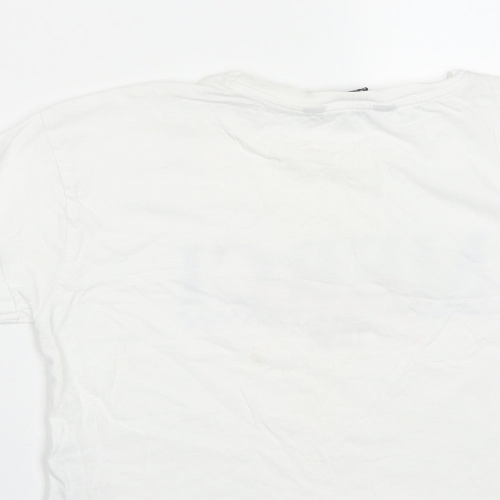 New Look Girls White  Cotton Cropped T-Shirt Size 12-13 Years Round Neck