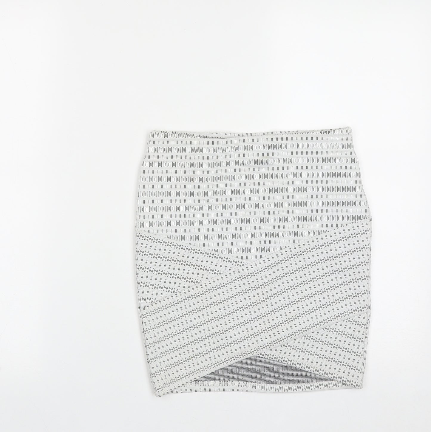 Primark Womens White Geometric Polyester A-Line Skirt Size 6