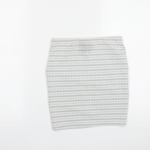 Primark Womens White Geometric Polyester A-Line Skirt Size 6