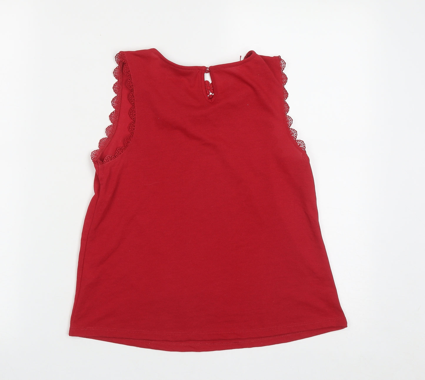 Topshop Womens Red  Polyester Basic Tank Size 6 Round Neck