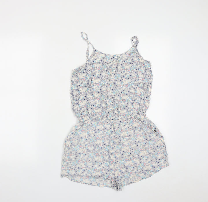 New Look Girls Multicoloured Floral Viscose Leotard One-Piece Size 13 Years Button