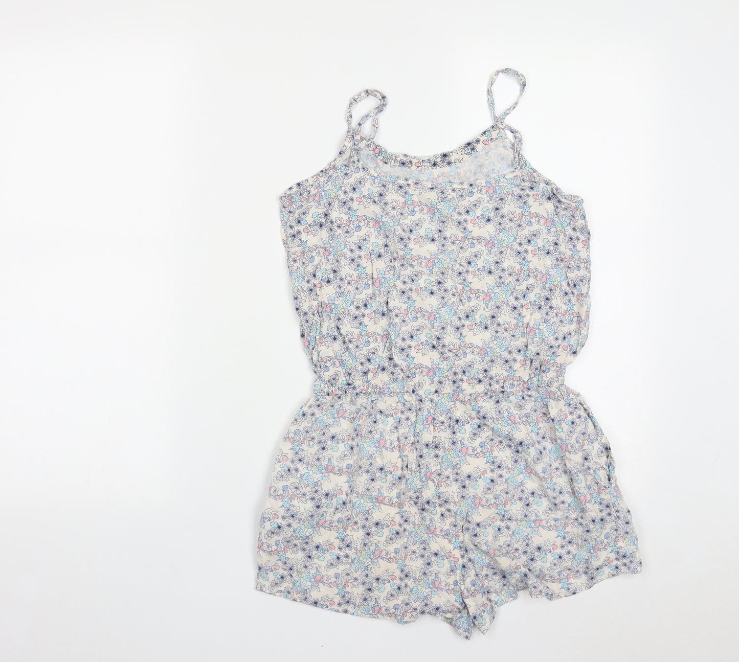 New Look Girls Multicoloured Floral Viscose Leotard One-Piece Size 13 Years  Button