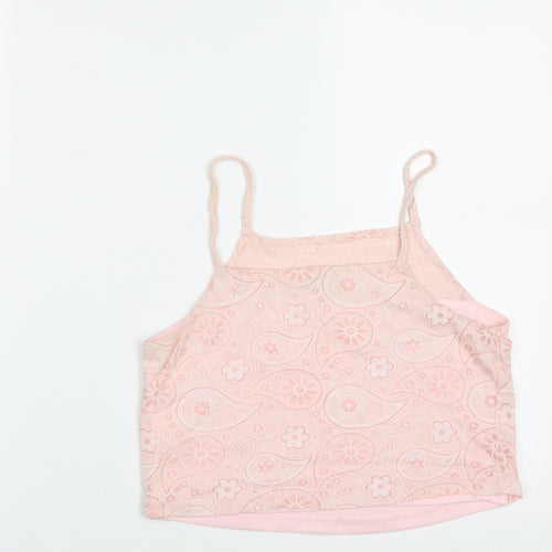 Style London Womens Pink Paisley Polyester Cropped Tank Size XS Square Neck