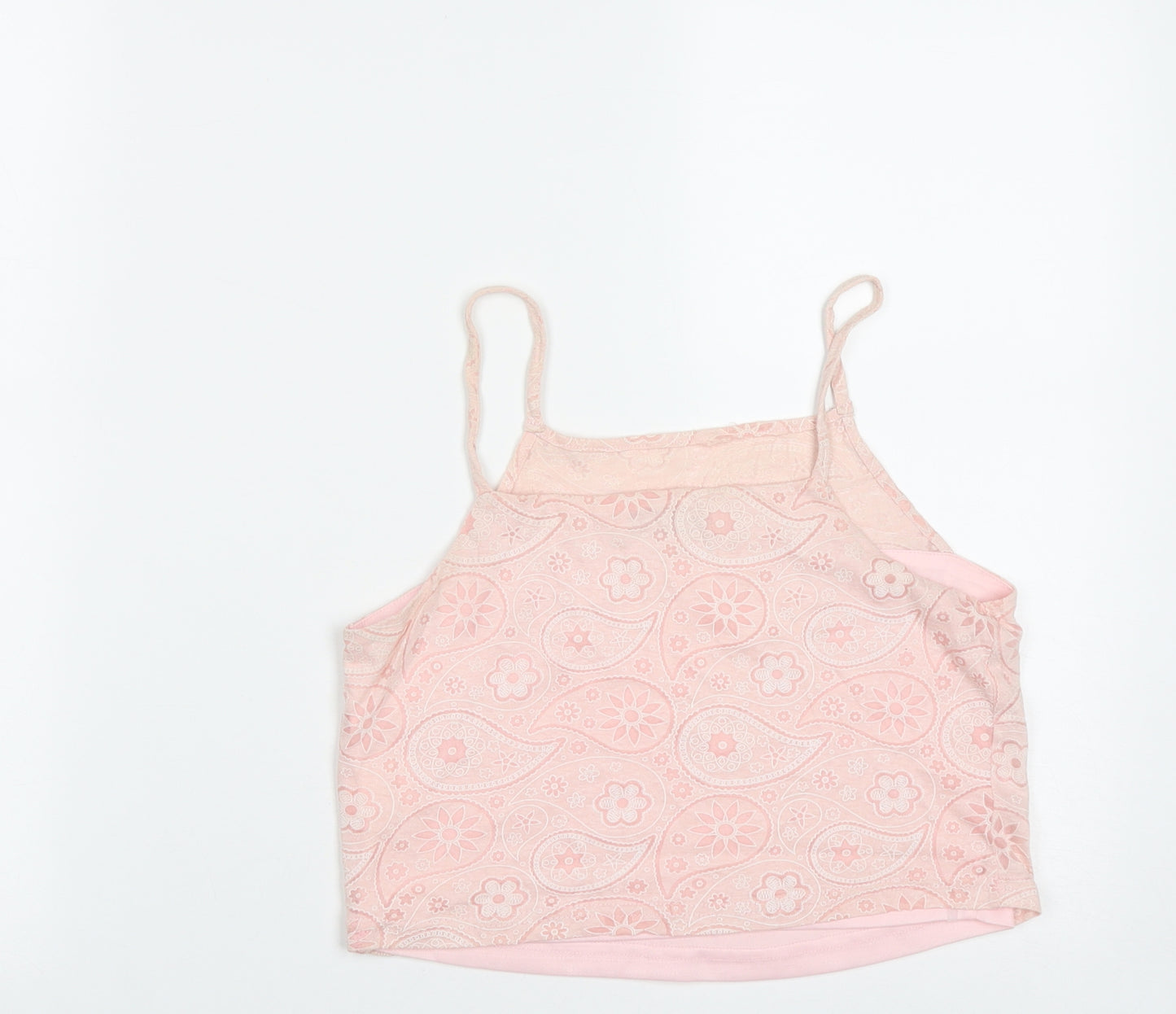 Style London Womens Pink Paisley Polyester Cropped Tank Size XS Square Neck