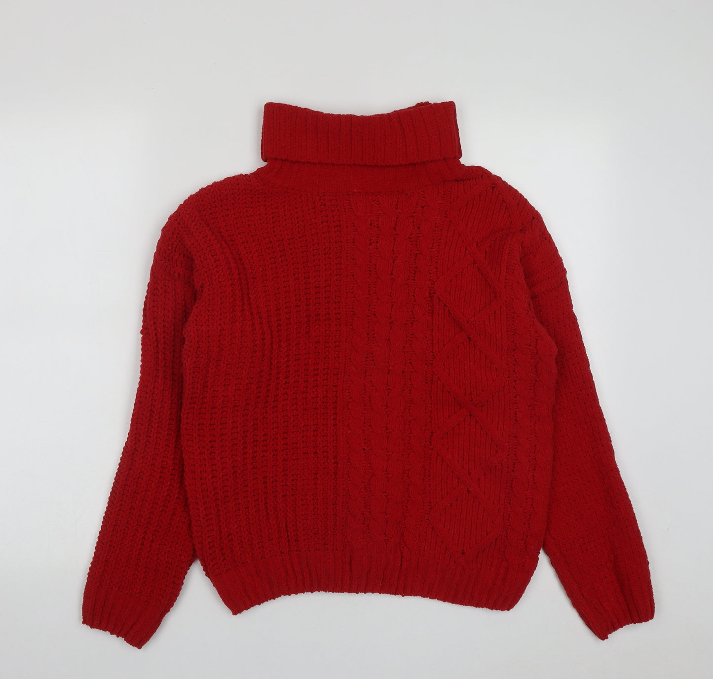 Primark Womens Red Roll Neck  Polyester Pullover Jumper Size XS