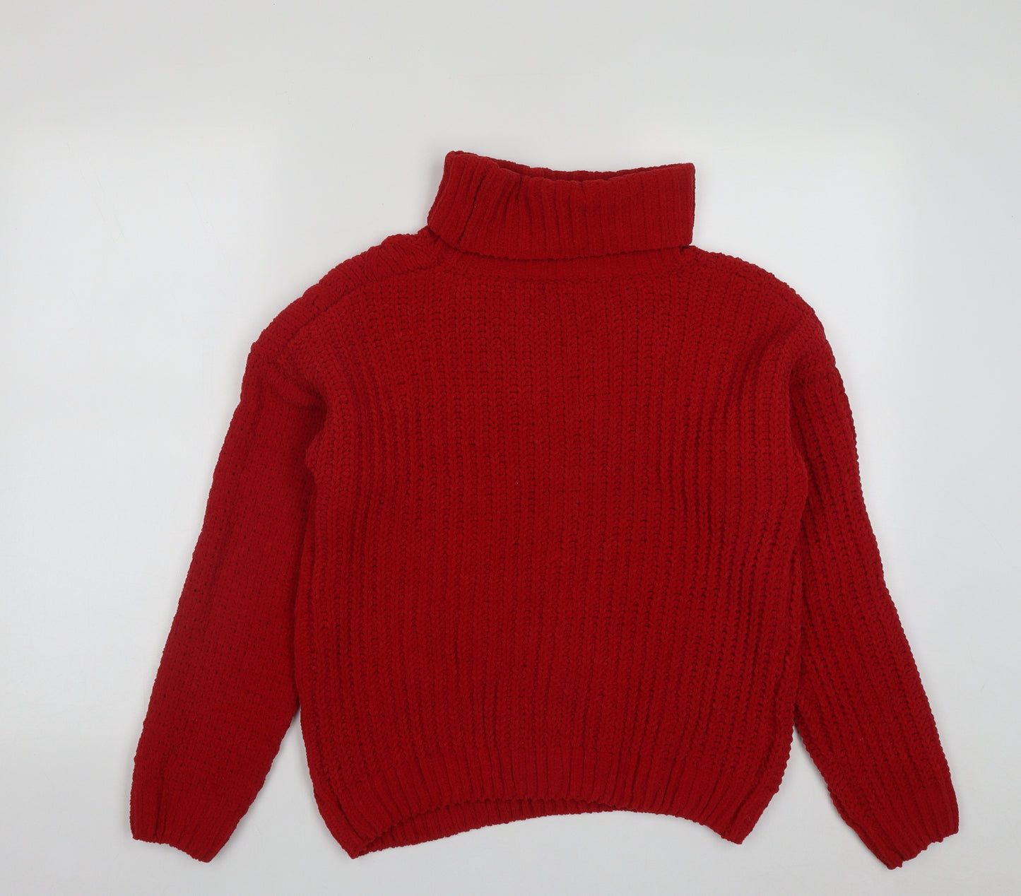 Primark Womens Red Roll Neck  Polyester Pullover Jumper Size XS