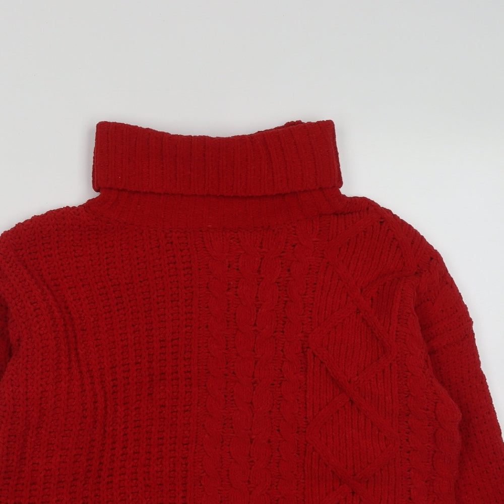 Primark Womens Red Roll Neck  Polyester Pullover Jumper Size XS