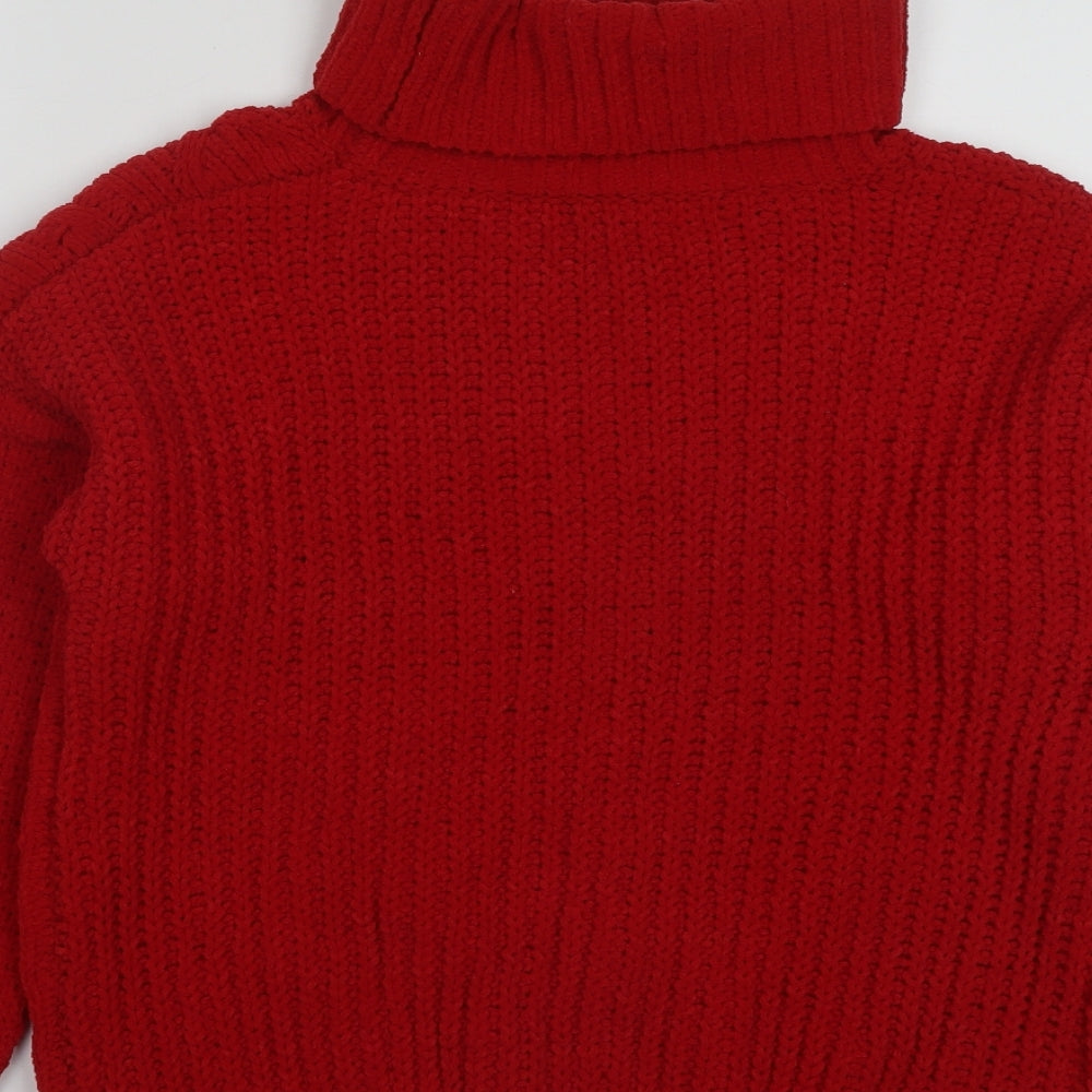 Primark Womens Red Roll Neck  Polyester Pullover Jumper Size XS