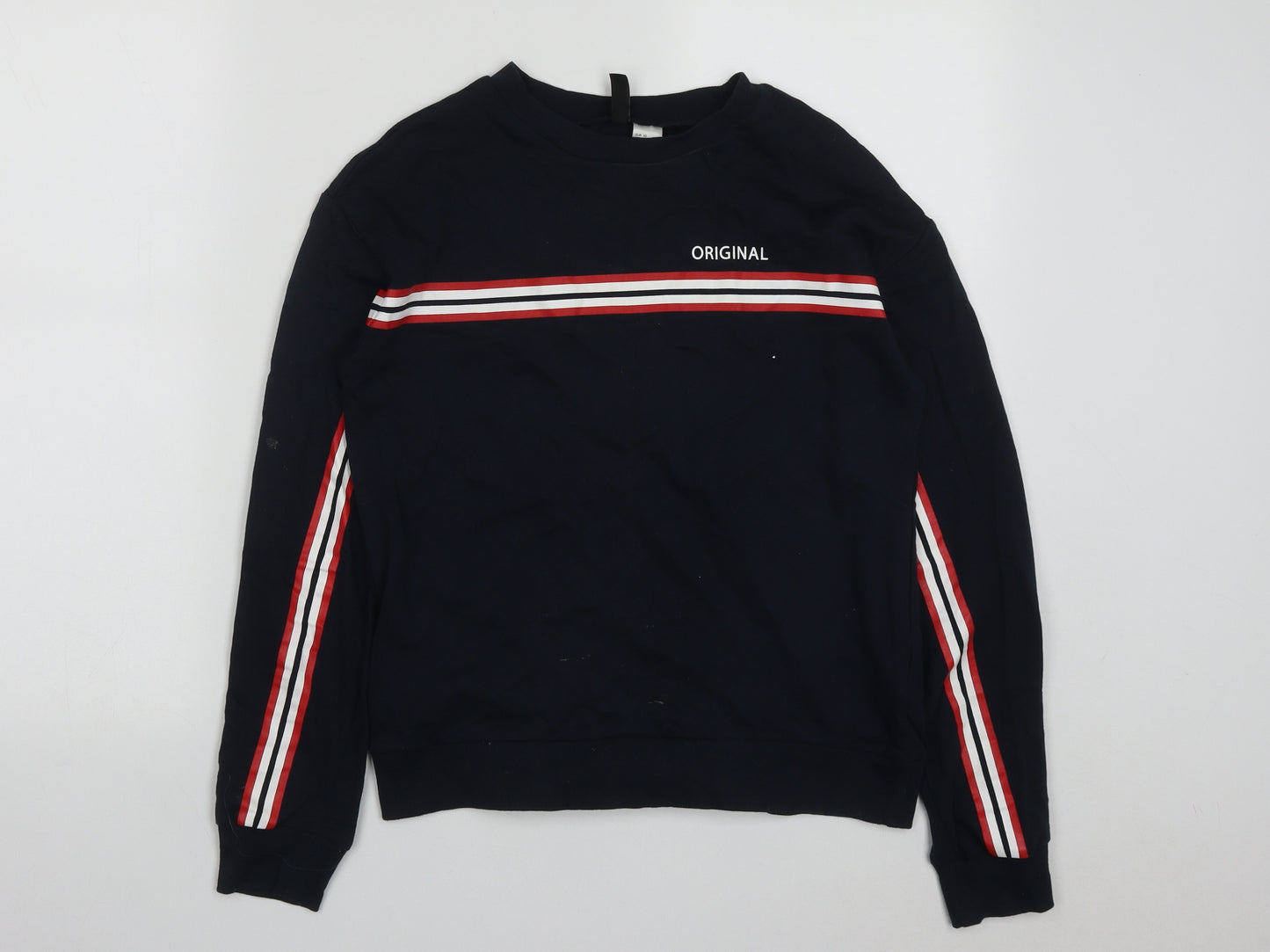 H&M Womens Blue Striped Cotton Pullover Sweatshirt Size XS