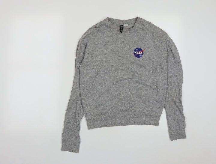 H&M Womens Grey Cotton Pullover Sweatshirt Size XS - NASA